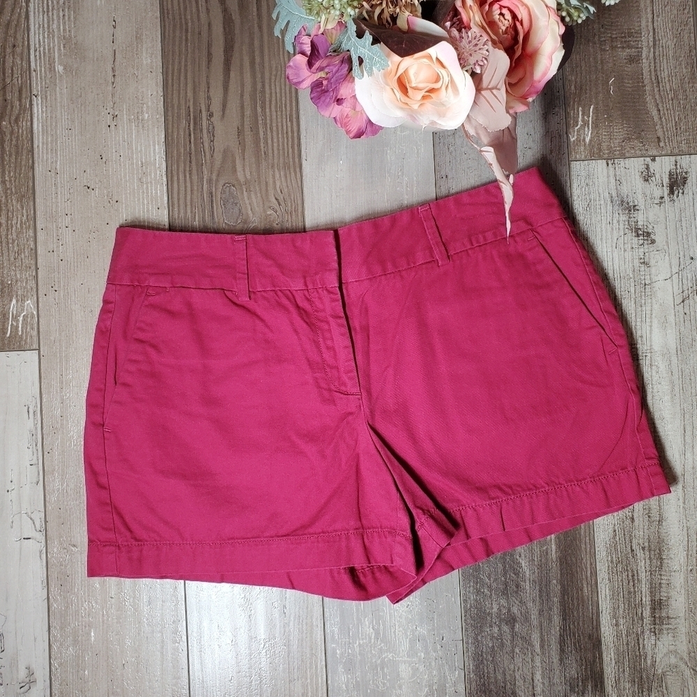Ann Taylor Loft Magenta Pink Chino Shorts Women's Size 6 100% Cotton NWOT